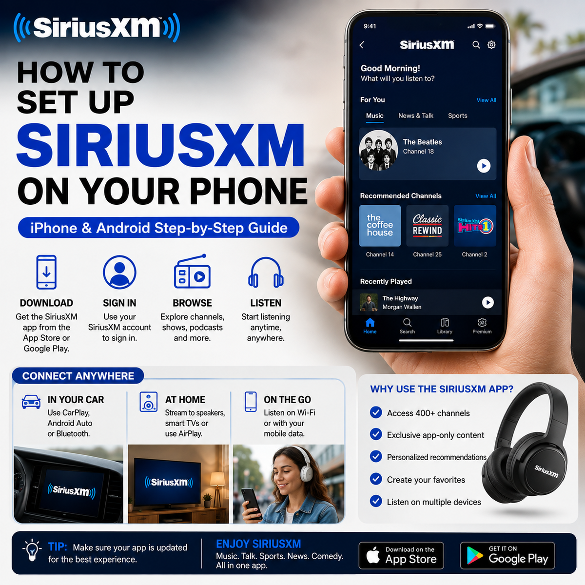 How to Set Up SiriusXM on Your Phone: iPhone & Android Step-by-Step Guide