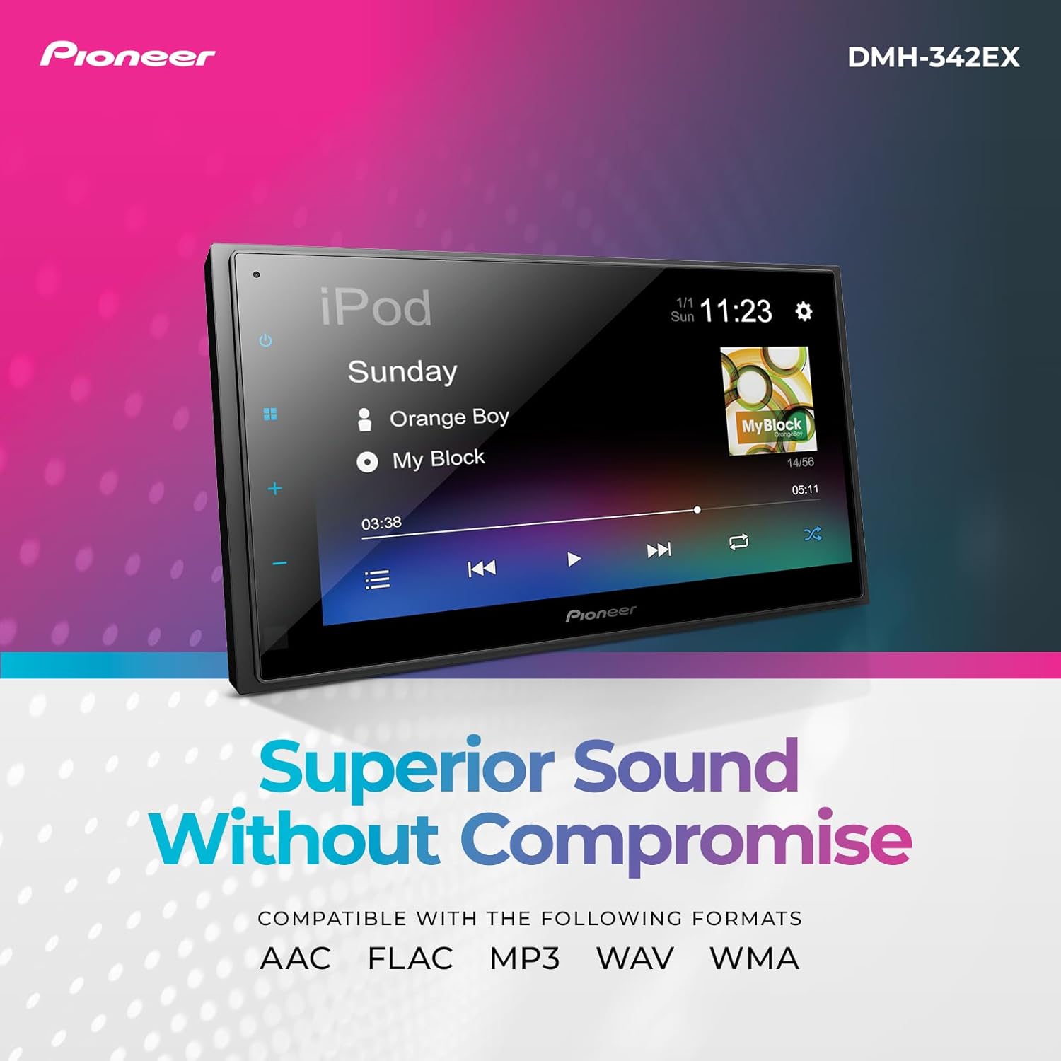 Pioneer DMH-342EX 6.8-inch touchscreen refurbished multimedia receiver – product image 2